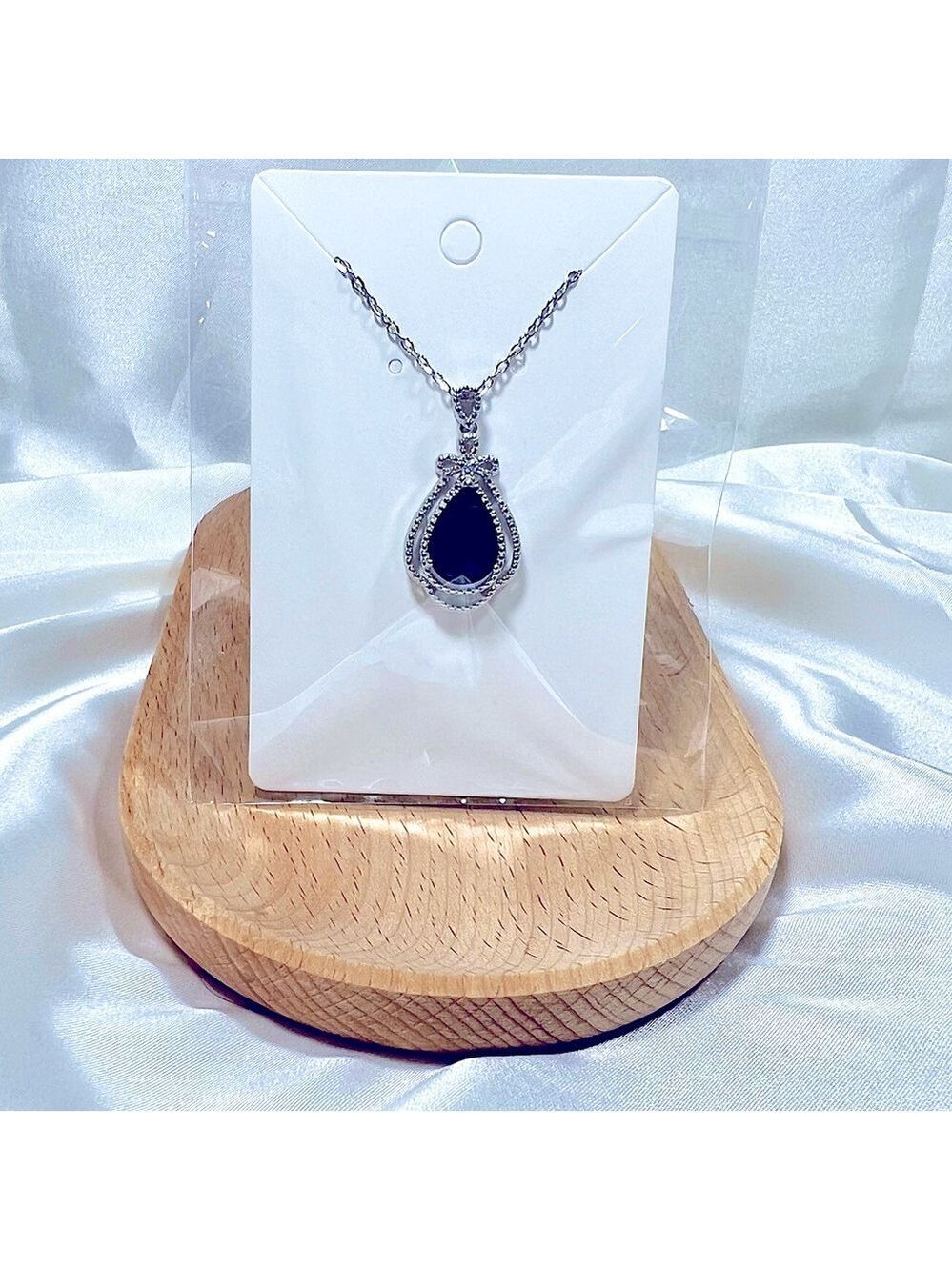 Navy Blue Teardrop Necklace